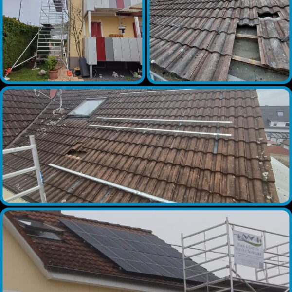PV-Anlage mit Gerüst montiert