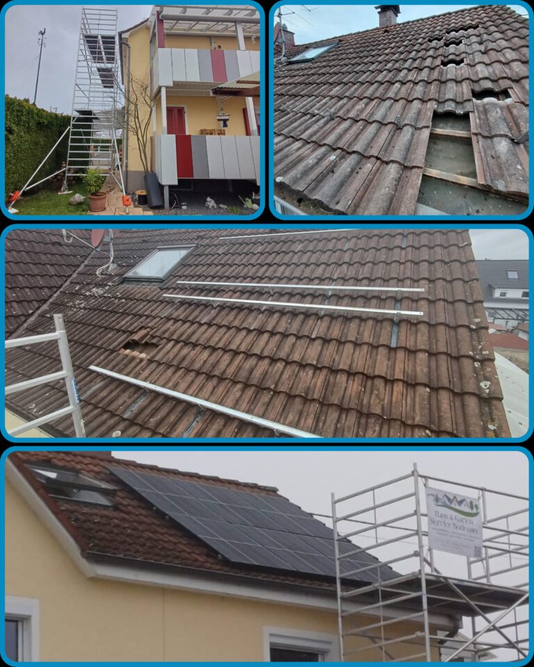 PV-Anlage mit Gerüst montiert